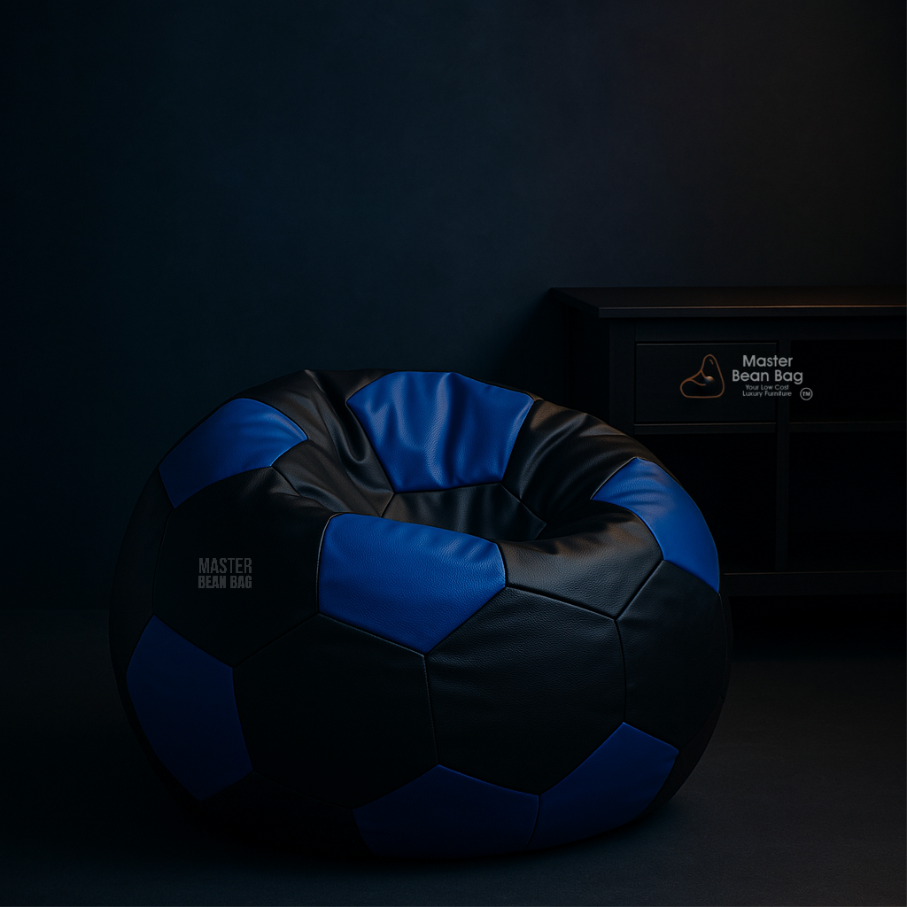 4XL PREMIUM BLACK AND BLUE  FOOTBALL BEAN BAG