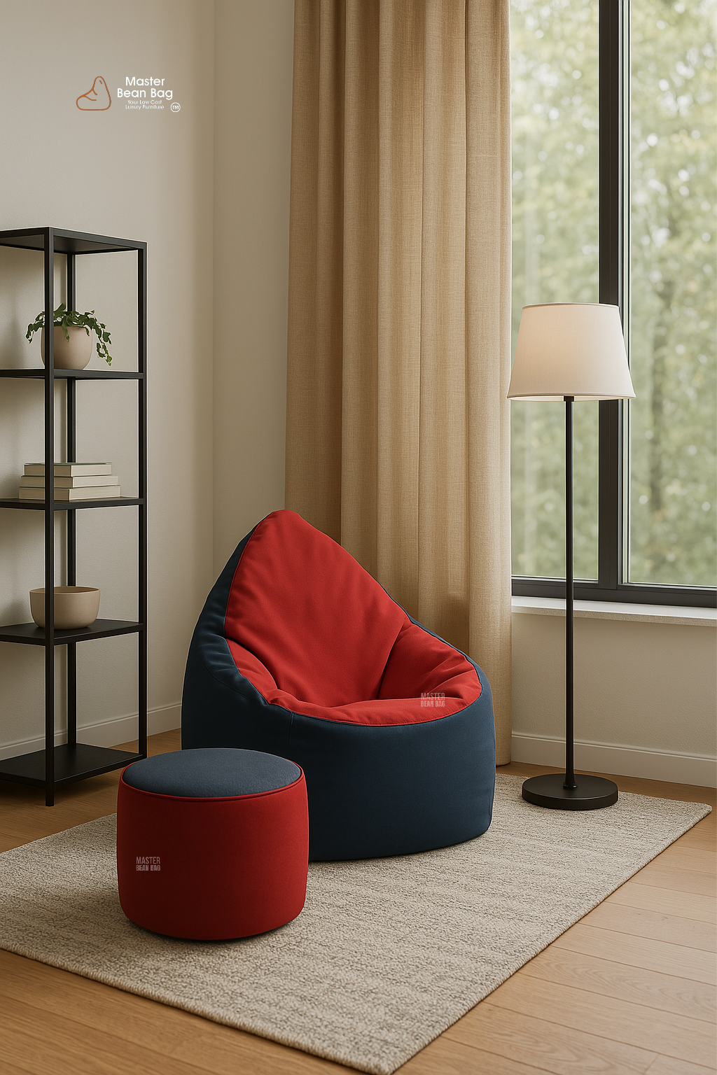 4XL  PREMIUM RED AND BLACK RECLINER BEAN BAG WITH FOOTREST