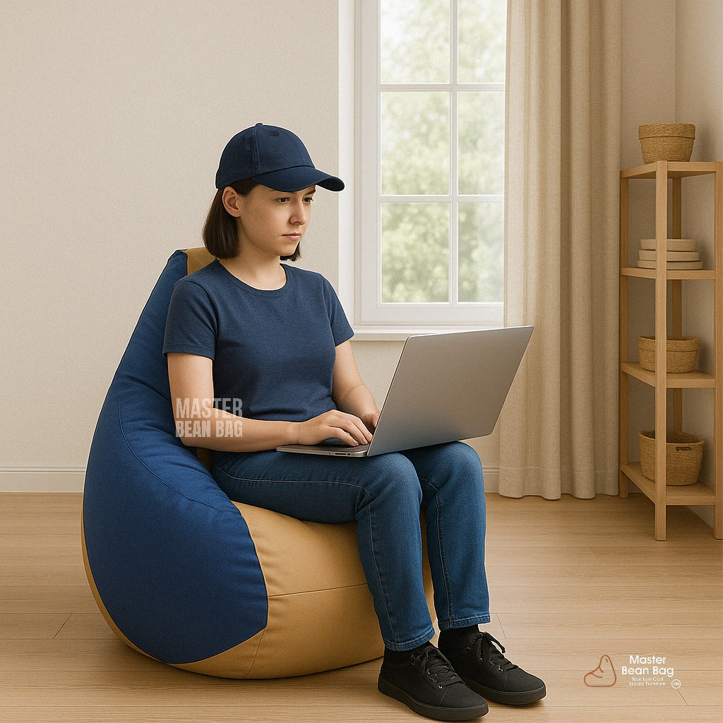 4XL PREMIUM CREAM AND BLUE BEAN BAG