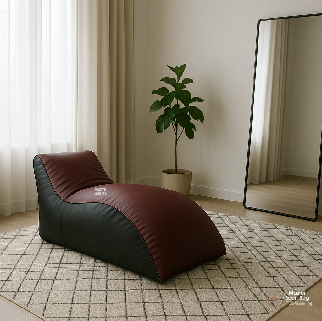 6XL PREMIUM MEROON AND BLACK LOUNGER BEAN BAG