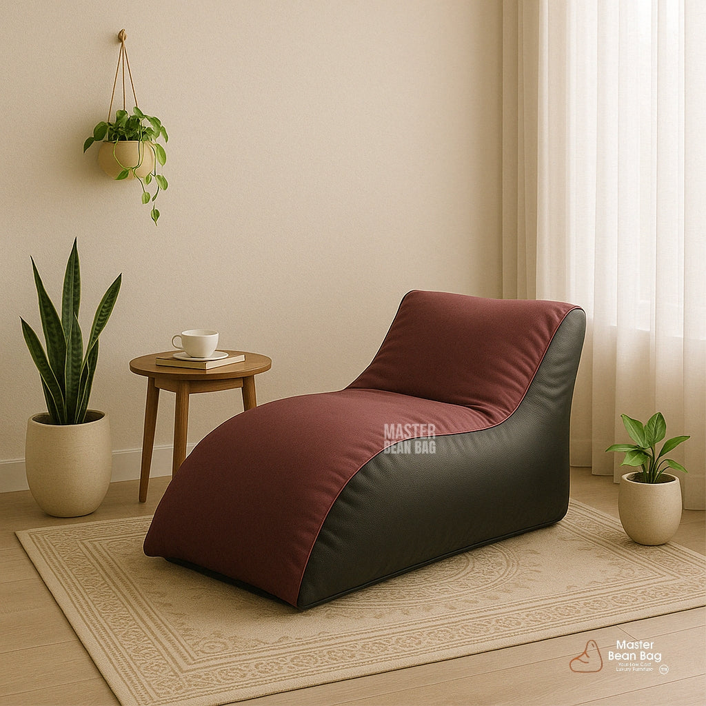 6XL PREMIUM MEROON AND BLACK LOUNGER BEAN BAG