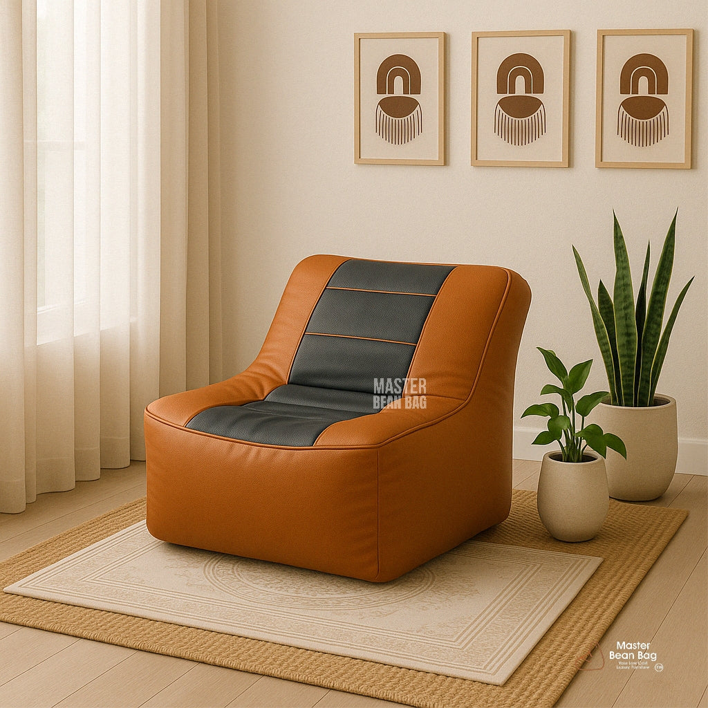 5XL PREMIUM TAN AND BLACK CHAIR BEAN BAG