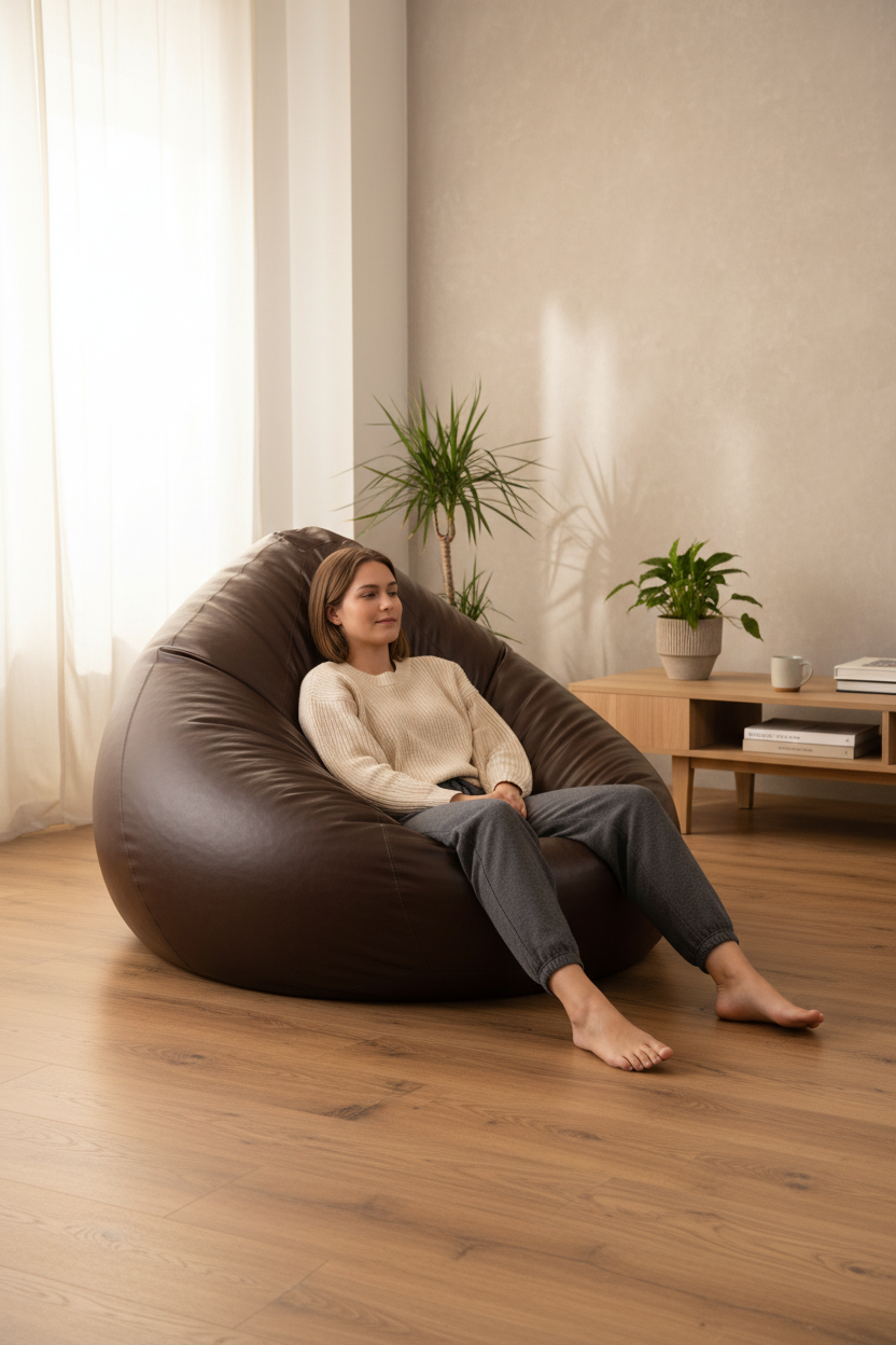 9XL Export Quality Bean Bag – Coffee Brown Unfilled