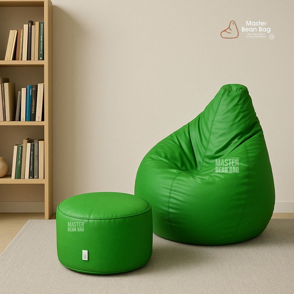 3XL PREMIUM GREEN BEAN BAG WITH FOOTREST