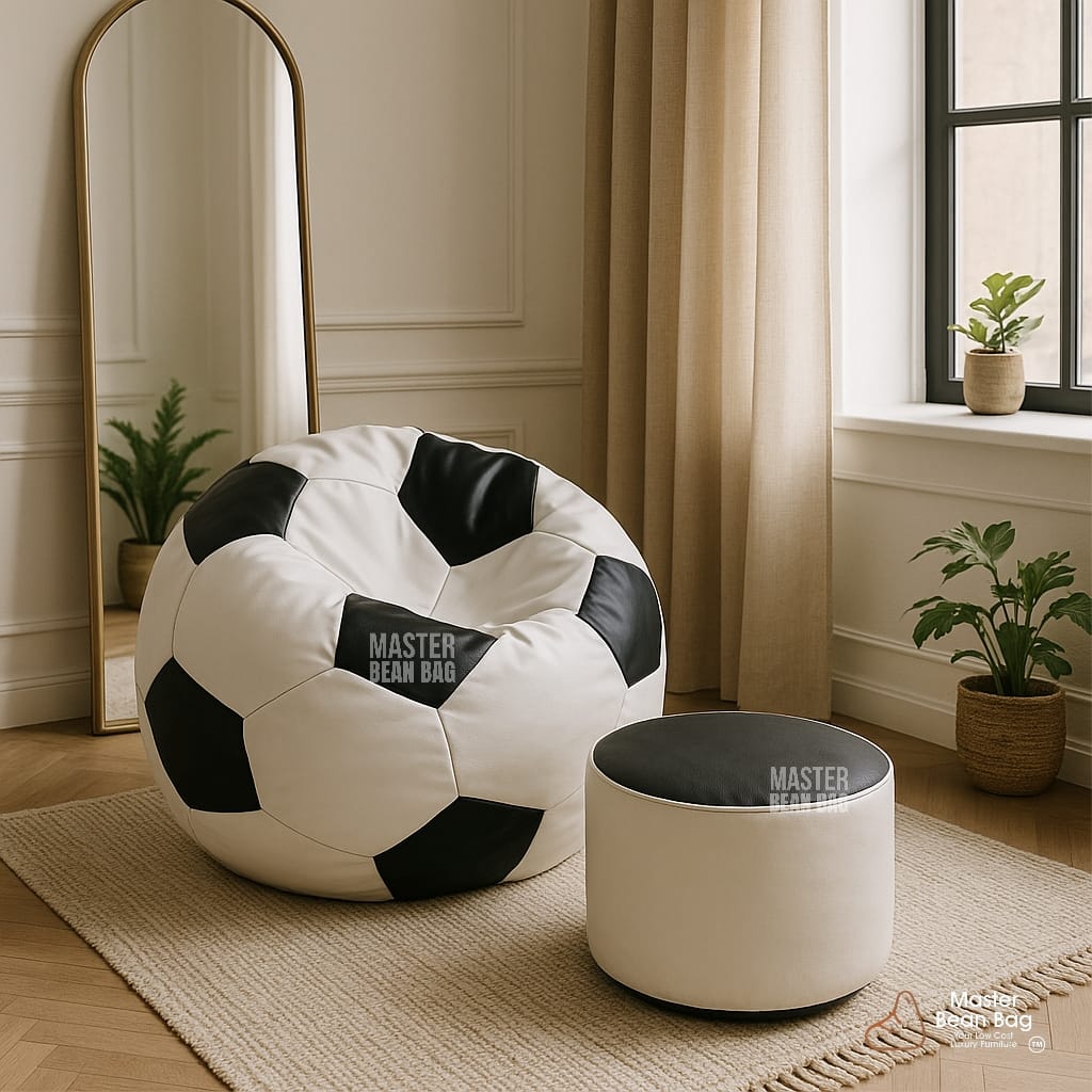 4XL PREMIUMBLACK AND WHITE FOOTBALL BEAN BAG