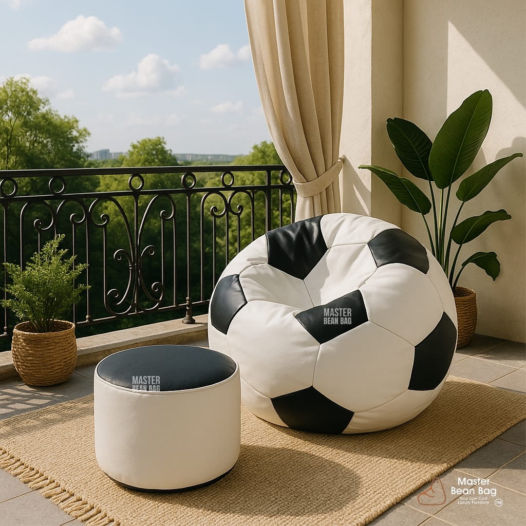 4XL PREMIUMBLACK AND WHITE FOOTBALL BEAN BAG