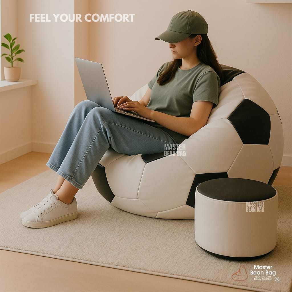4XL PREMIUMBLACK AND WHITE FOOTBALL BEAN BAG